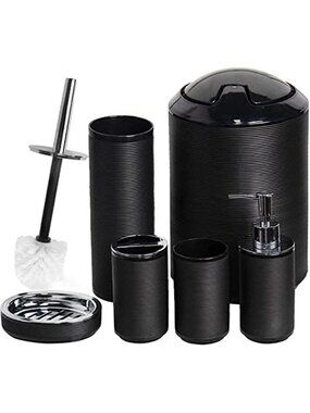 Bathroom Accessories Set 6 Piece Plastic Soap Dispenser Toothbrush Holder